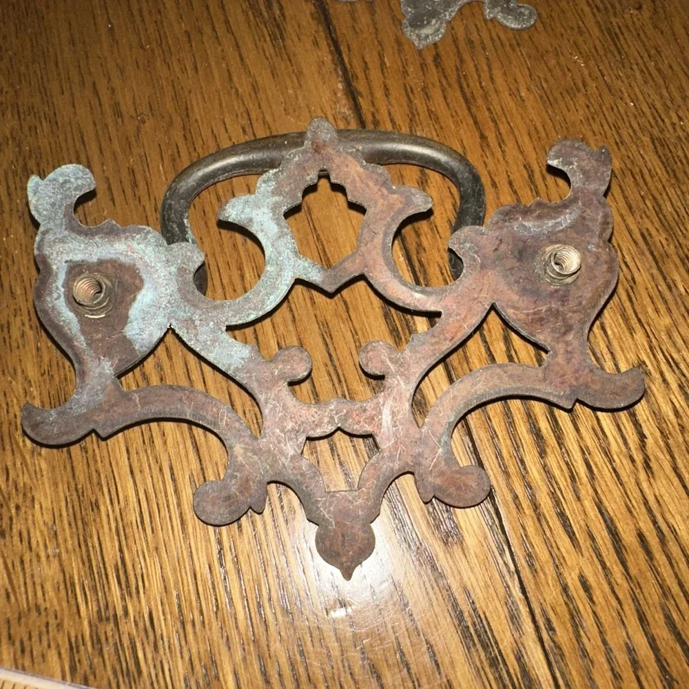 Lot Of 6 Antique Salvaged Brass Drawer Pulls 3